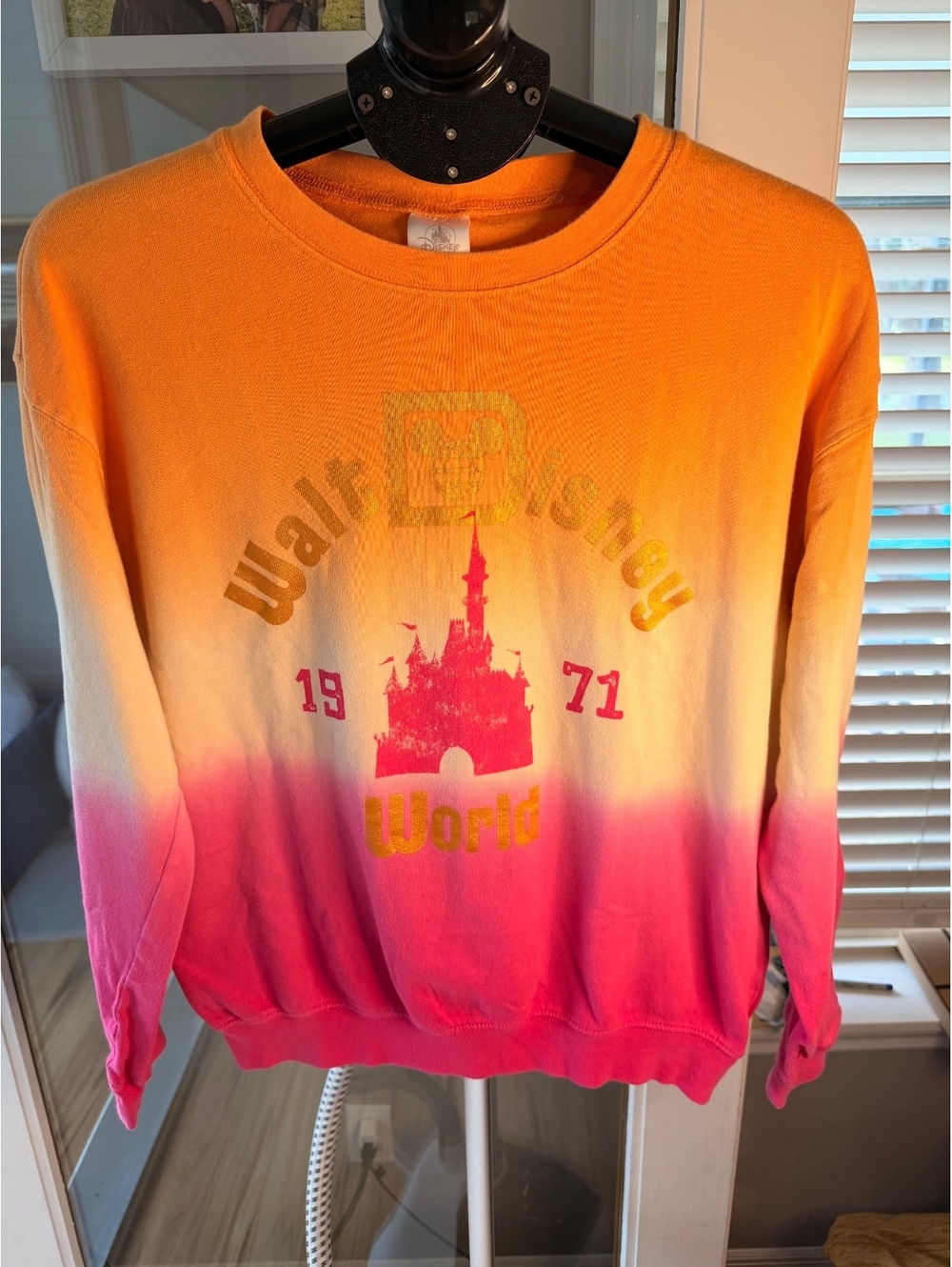 Disney Walt Disney World 1971 Orange Pink Ombre Sweatshirt Size XL